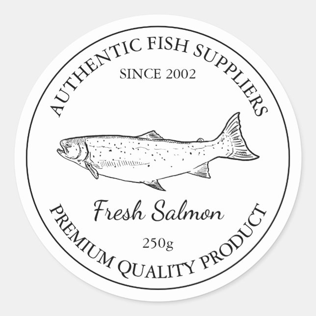 Fresh Salmon Fish Packaging Label (Front)
