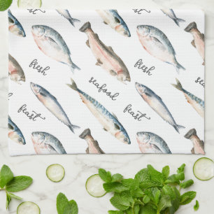 Fresh Seafood Fish Feast Tea Towel