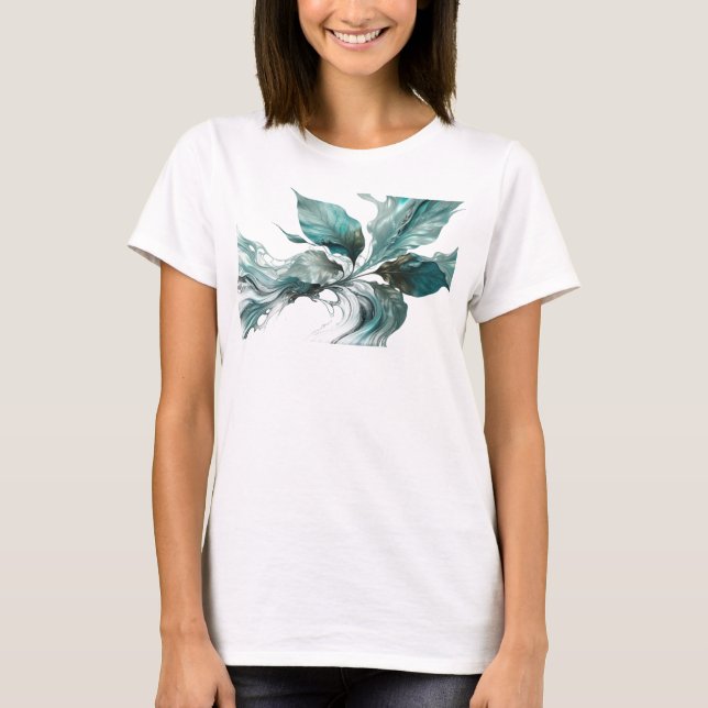 Fresh Silver Abstract Leaves Custom Creation T-Shirt (Front)
