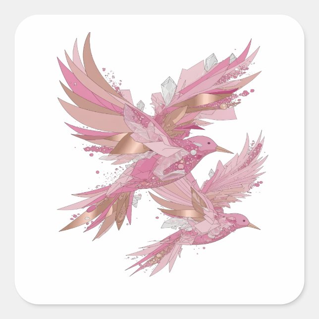 Fresh Silver CRYSTAL BIRDS Craft Sticker (Front)