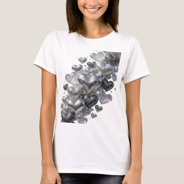 Fresh Silver HEARTS OF GLITTER Statement Tee (Front)