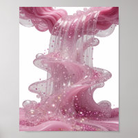 Fresh Silver PINK GLITTER WATERFALL Wearable Art