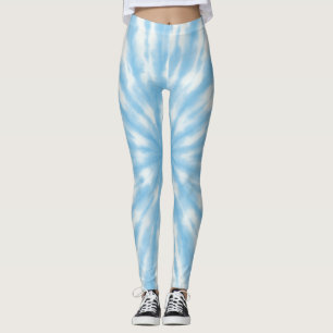 Fresh Sky Blue and White Tie-Dye Cloud Inspired  Leggings