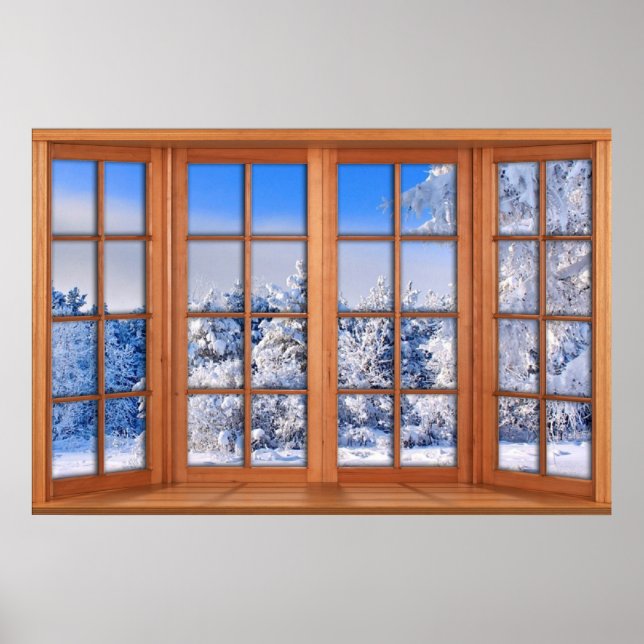 Fresh Snow Cover Fake Window Illusion Poster (Front)