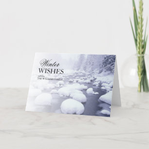 Fresh Snow Floating in Creek at Wintertime Holiday Card
