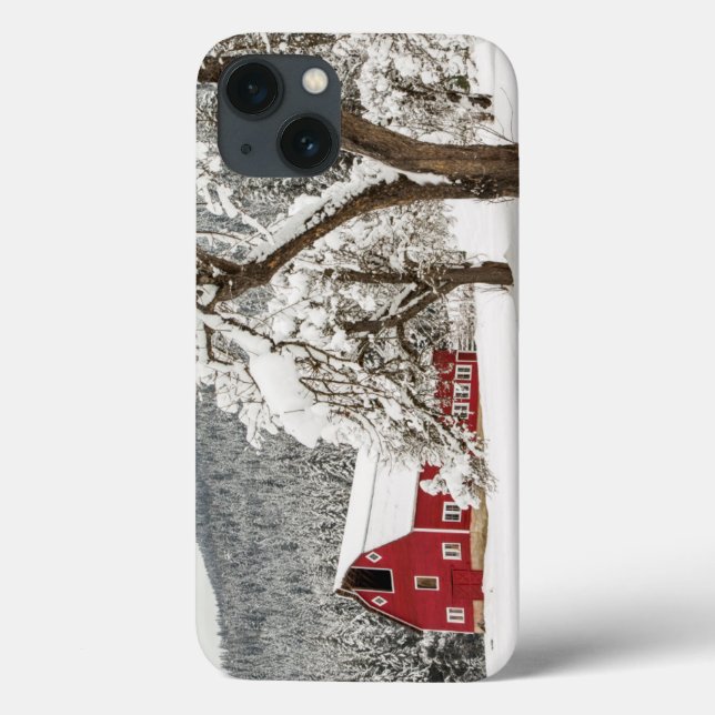 Fresh snow on red barn Case-Mate iPhone case (Back)