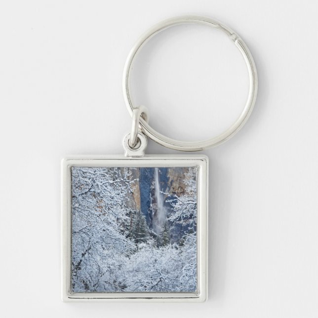 Fresh snowfall in the trees below Bridalveil Key Ring (Front)