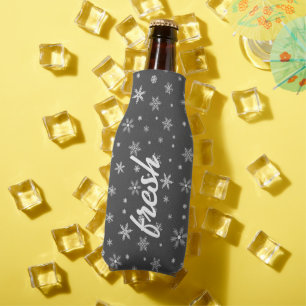 fresh snowflakes dark grey pattern bottle cooler