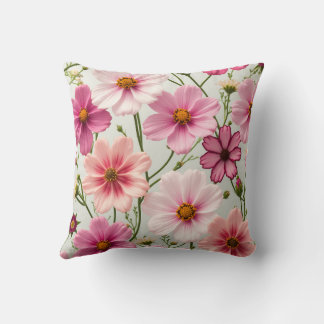 Fresh spring, beautiful cosmos flowers cushion