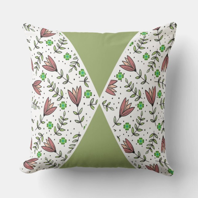 Fresh Spring Botanical Floral DecoratiThrow Pillow (Front)