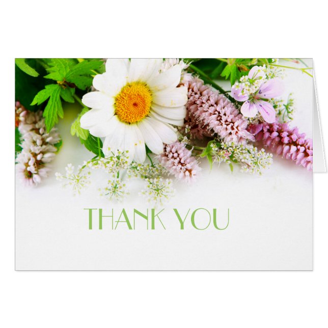 Fresh Spring Daisy Bouquet Thank You Card (Front Horizontal)