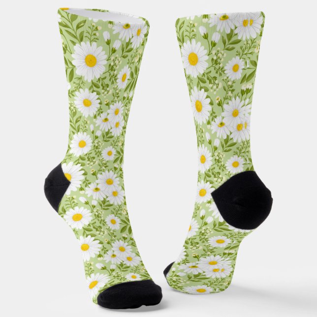 Fresh Spring Daisy Vector Art Socks (Angled)