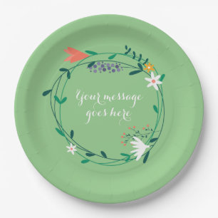 Fresh Spring Floral Garland Paper Plate