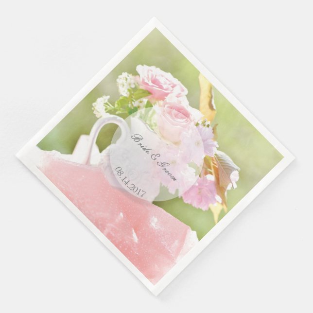 Fresh Spring Flower Bouquet editable wedding Napkin (Corner)
