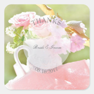 Fresh Spring Flower Bouquet editable wedding-thank Square Sticker