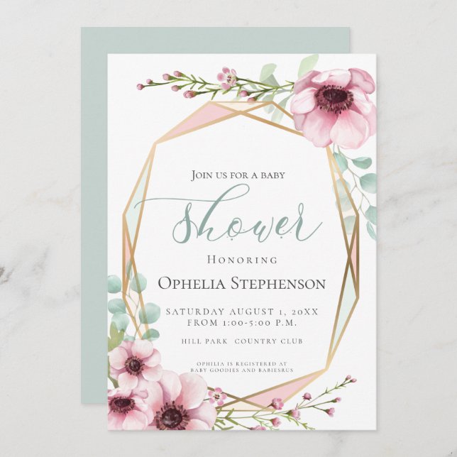 Fresh Spring Flowers and Foliage Baby Shower Invitation (Front/Back)