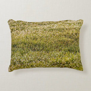 Fresh spring green grass background, with bokeh ef decorative cushion