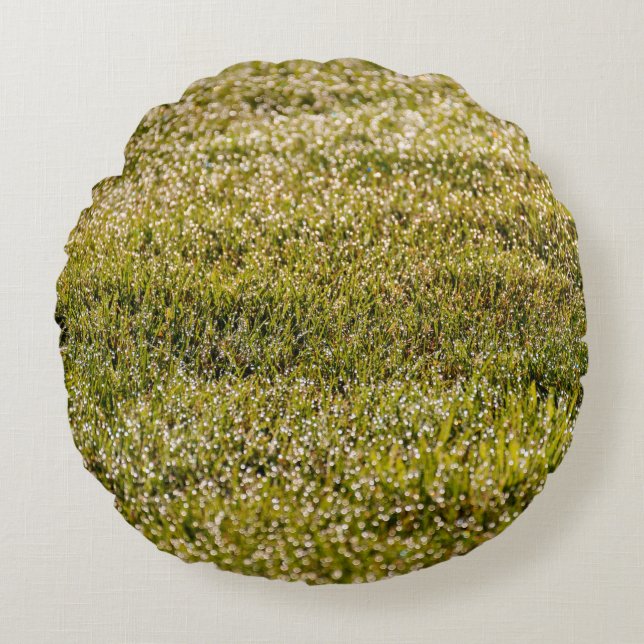 Fresh spring green grass background, with bokeh ef round cushion (Front)