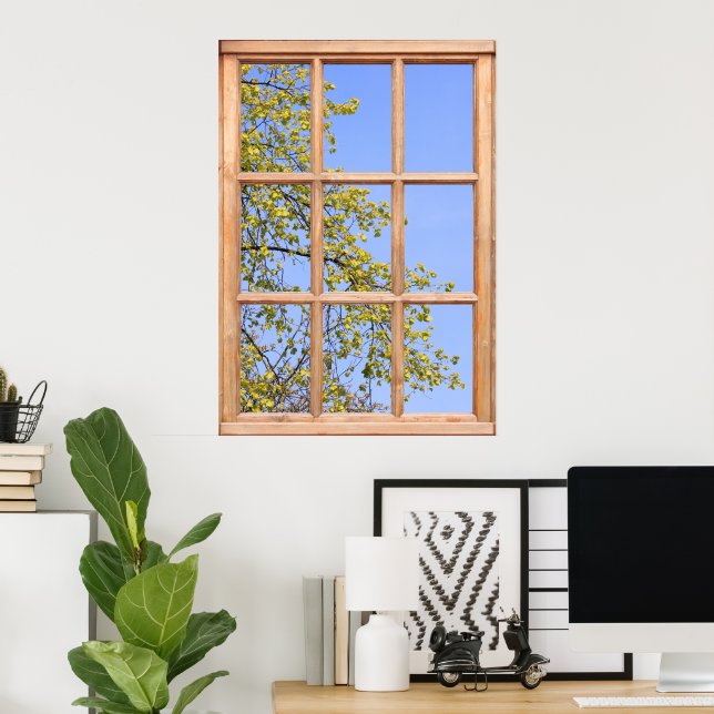 Fresh Spring Leaves View from a Window Poster (Home Office)