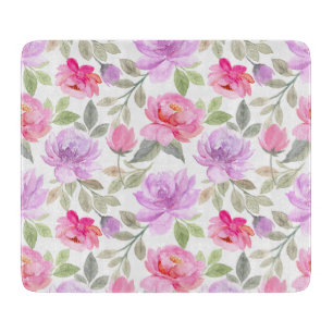 Fresh Spring Vibe: Pink and Purple Floral Design Cutting Board