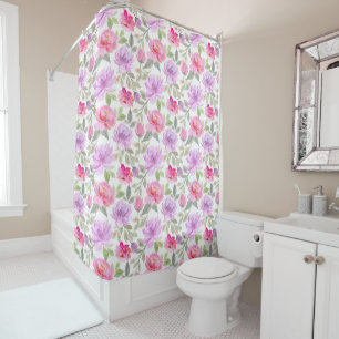 Fresh Spring Vibe: Pink and Purple Floral Design Shower Curtain