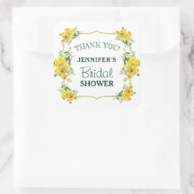 Fresh Spring Yellow Floral Bridal Shower Thank You