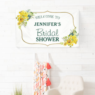 Fresh Spring Yellow Floral Bridal Shower Welcome Banner