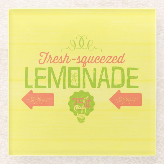 Fresh Squeezed Lemonade Napkin Glass Coaster (Front)