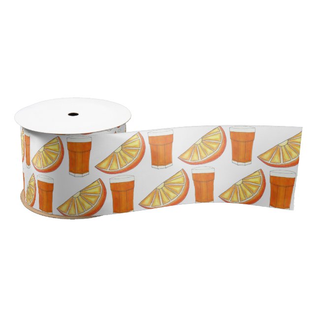 Fresh Squeezed OJ Orange Juice Citrus Fruit Slice Satin Ribbon (Spool)