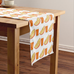 Fresh Squeezed OJ Orange Juice Citrus Fruit Slice Short Table Runner