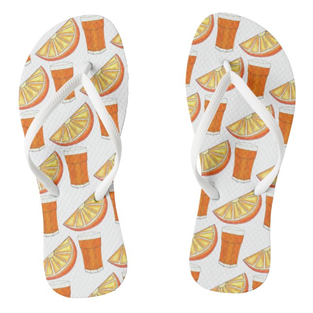 Fresh Squeezed OJ Orange Juice Citrus Fruit Slice Thongs (Footbed)