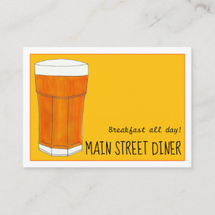 Fresh Squeezed OJ Orange Juice Glass Diner Business Card