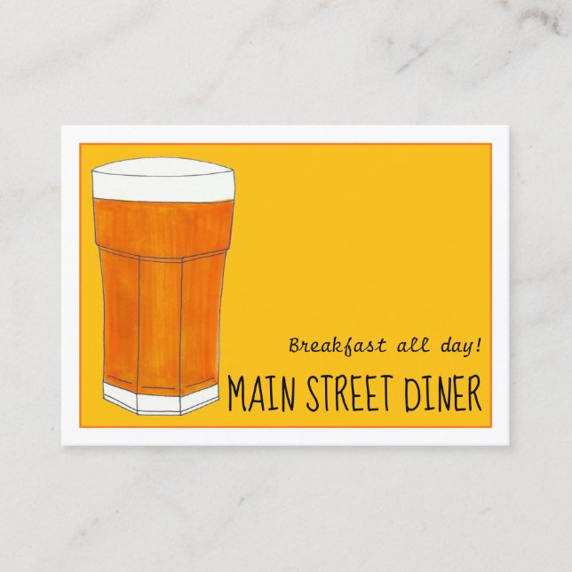 Fresh Squeezed OJ Orange Juice Glass Diner Business Card (Front)