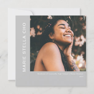 Fresh start grey minimal photo graduation  invitation