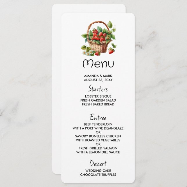Fresh Strawberries in a Wicker Basket Invitation (Front/Back)