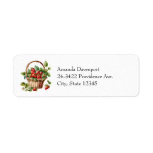 Fresh Strawberries in a Wicker Basket Return Address Label