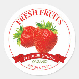 Fresh strawberries label sticker