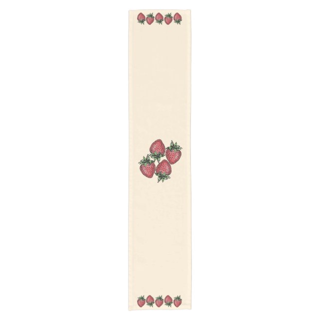 Fresh Strawberries Summer Fruit Inspiration Short Table Runner (Front)