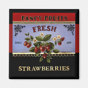 Fresh Strawberries Vintage Magnet