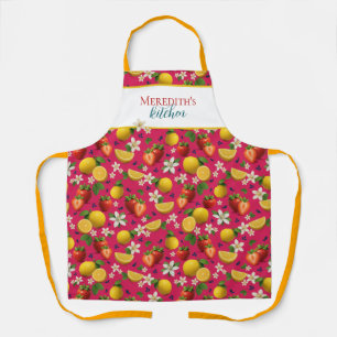 Fresh Strawberry and Lemon Pattern Apron