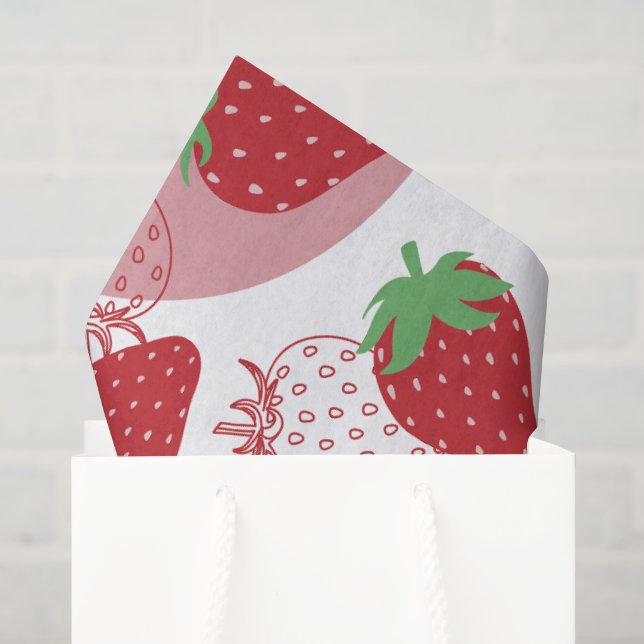 Fresh Strawberry Botanical Pattern Tissue Paper (Gift Bag)
