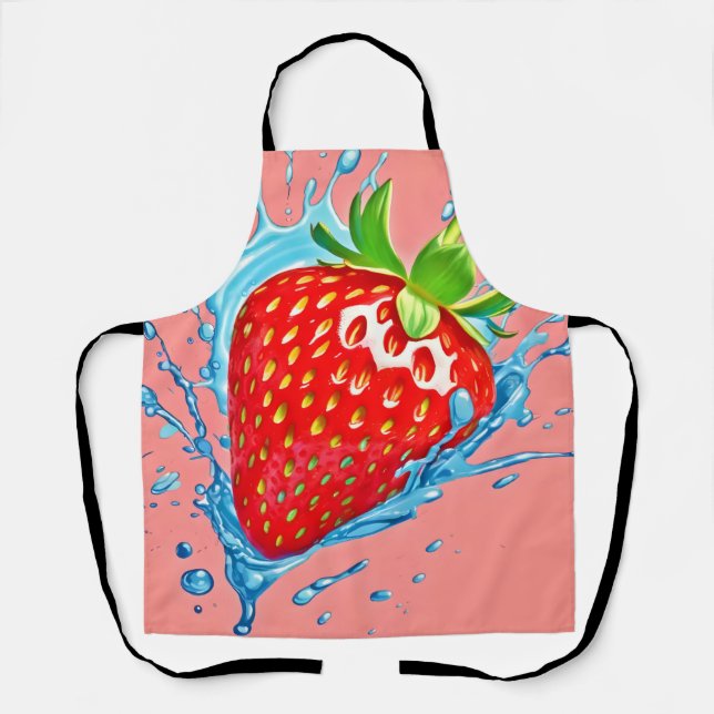 Fresh Strawberry Burst Apron (Front)