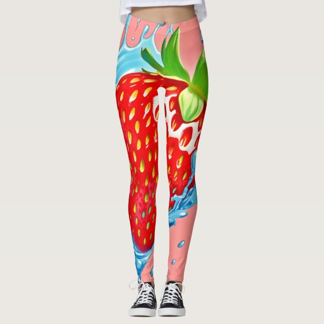 Fresh Strawberry Burst Leggings (Front)