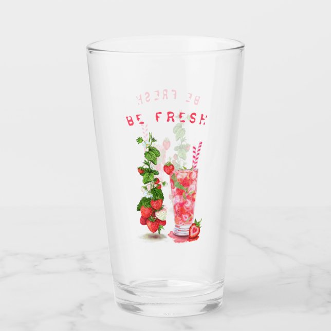 Fresh Strawberry Cool Drink Glass (Front)
