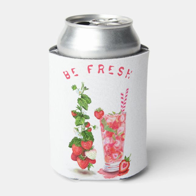 fresh Strawberry Drink Can Cooler - Custom Text (Can Front)