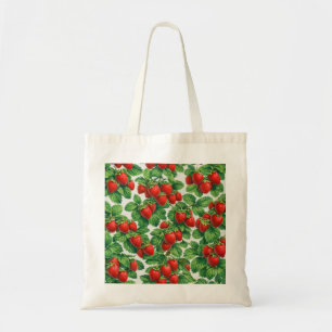 Fresh Strawberry Garden Pattern Tote Bag