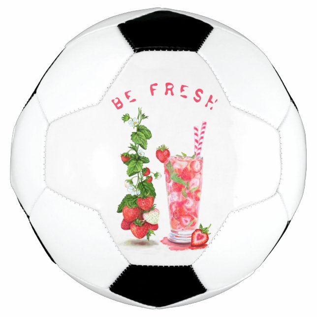 Fresh Strawberry Juice Cool Drink Soccer Ball (Front)
