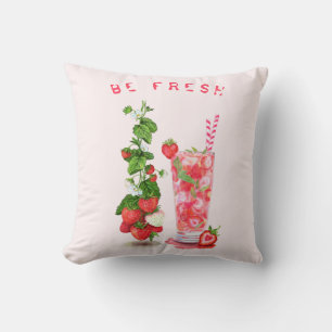 Fresh Strawberry Juice Cool Drink - Summer Fruits  Cushion