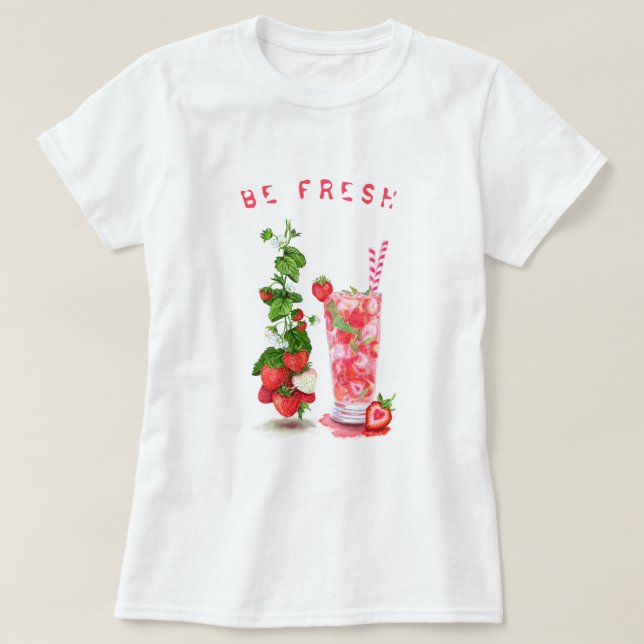 Fresh Strawberry Juice Cool Drink - Summer Fruits  T-Shirt (Design Front)