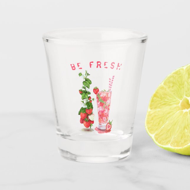 Fresh Strawberry Juice Cool Fruits Drink - Summer Shot Glass (Front)